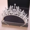 Outros acessórios de moda Kmvexo barroco de luxo Crowns de folhas de cristal de luxo Princesa Queen Prom Pérol Véu Tiaras Banda da cabeça do casamento Accessão J230525