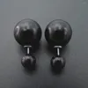 Ohrstecker Ankunft Ohrring 925 Silber schwarze Kugeln für Frauen Schmuck mit Gummiperlen schönes Geschenk