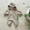 Barboteuses Baby Pocket Hooded Zipup Jumpsuit born Clothes Boy Comfy Romper with Zip Girls Climbing 230525