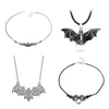 Pendentif Colliers 2023 Vintage Gothique Vampire Chauve-Souris Collier Punk Rétro Argent Couleur Collier Ras Du Cou Pour Femmes Hommes Hip Hop Goth Partie Bijoux