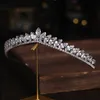 Other Fashion Accessories Baroque Luxury Silver Color Crystal Bridal Tiaras Crowns Rhinestone Pageant Diadem Veil Tiara Headband Wedding Hair Accesso J230525