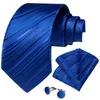 Boogbindingen Royal Blue massief gestreepte zijde voor mannen formeel zakelijk kantoor nekkleding bruiloft pak accessoires nek stropdas pocket square cadeau