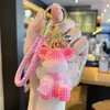 Keychains Trapezoidal resin rainbow lace bear car bag pendant decoration gift wholesale keychain accessories G230525