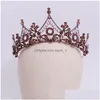 Tiaras Bridal Black Crown Headwear Wedding Birthday Headdress Rhinestones Retro Luxury Hair Accessories For Female Drop Delivery Jew Dhzes