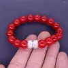 Bracelets porte-bonheur livraison directe mode élastique 10 Mm perles de verre rouge Bracelet Bracelets pour poignet cadeau bijoux personnaliser la conception