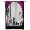 Curtain Eiffel Tower And Lover Romantic Curtains For Living Room Window Bedroom Modern Indoor Home Decor