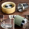 350ml 12oz Glass Water Bottles Heat Resistant Round Office Tea Cup With Stainless Steel Tea Infuser Strainer Tea Mug Car Tumblers G0526