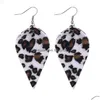 Fascino Foglia Orecchini in Pelle Leopardo Goccia d'Acqua Orecchino Waterdrop Ciondola Per Ragazze Eleganti Donne Europa Africa Boho Donna Carina Deliv Dhoqh