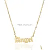 Colares pendentes letra de colar de aço inoxidável alfabeto para mulheres garotas Gold Gold Babygirl ângulo pinça de pinça entrega jóia dhckw