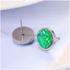 Stud Selling Druzy Resin Earrings Simple And Exquisite Stainless Steel Earring Geometric Round Mineral Face Crystal Ear For Drop Del Dhtno