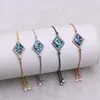 Charm Bracelets Wholesale Jewelry Bracelet Micro Pave Square Charms Mix Color Metal Chain Fashion Gift For Lady 3566