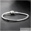 Charm Bracelets 1Pcs Drop Factory Heart Sier Plated Snake Chain Fit For Pandora Bangle Bracelet Women Children Birthday Gift Deliver Dhyr7