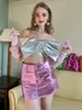 Jupes mode tendance Mini Y2k jupe taille haute Sexy robes de soirée enduites femmes court décontracté brillant esthétique Ropa Mujer