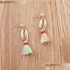 Charm Bohemian Long Drop Earrings With Shell Tassel Alloy Shape Gold Dangle Ear Summer Beach Jewelry For Women Delivery Dhfqn