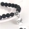 Perlé 7 Chakra Pierre De Lave Perles Bracelet Abeille Coeur Amour Amitié Éléphant Ange Tournesol Wish Charm Diffuseur D'huile Essentielle Yoga Dhufq