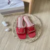 2023 Designer Women V Signature Sandals Fashion Classic New Ladies Weave Metal Grid Buckle Slides Summer Beach Flip Flop Lady Luxury Slide