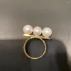 Cluster ringen 8-8,5 mm natuurlijke zeewater Akoya Pearl Ring 18k goud fijne vrouwen sieraden echt