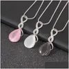 Earrings Necklace Design Pink Opal And Ring Jewelry Set Natural Gem Stone Water Drop Earring For Women Delivery Sets Dhfmu