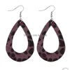 Fascino Foglia Orecchini in Pelle Leopardo Goccia d'Acqua Orecchino Waterdrop Ciondola Per Ragazze Eleganti Donne Europa Africa Boho Donna Carina Deliv Dhoqh