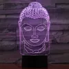 Night Lights 3D Lampe Boeddha Illusion LED -lampen Optisch licht met 7 kleuren voor thuiskantoor Ruimte Thema Decoratie Kinderen Volwassenen Gift Night Ligh