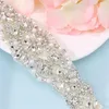 Cinture Cintura per abito da sposa con strass argento Accessori in raso di cristallo Cintura da sposa in vita