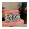 Stud Ins Fashion Earring Vintage Jewelry 925 Sterling Sier CZ Diamond Gemstones Party Hollow Women Wedding For Lover Gift Drop Deliv DHB92