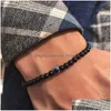 Perlen Blue Eye Perlen Armbänder 6mm Weiß Türkis Obsidian Hämatit Armband Yoga Schmuck Drop Lieferung Dhxj8