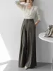 Calça feminina Mulheres chiques Cantura alta solta Pantalon reta Pantalon Office Ladies Wide Leg Suits Trouser 2023 Spring Summer Wp34