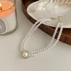 Ketting oorbellen set elegante grote witte imitatie parel oorrang ring sieraden kristal mode bruiloft bui -accessoire geschenken