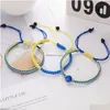 Charm Bracelets Handmade Rope Daisy Sunflower Ukraine Blue And Yellow Ethnic Friendship Bracelet Drop Delivery Jewelry Dh1Eu