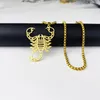 Chains Trendy Stainless Steel Hollow Geometric Scorpion Pendant Necklace Men's Punk Hip Hop Box Chain Party Jewelry