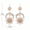 Dangle żyrandol Big Luksus Sun Moon Star Kolczyki Rhinestone Nowy projektant dla kobiet biżuteria Złote Boho Vintage Oświadczenie Drop de Dh1fi