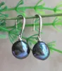 Dangle Earrings P7483 Lustre 13mm Round Black Keshi Edison Pearl Earring