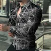 Chemises habillées pour hommes décontracté à manches longues chemise imprimée boutonnée Slim Fit Muscle 2023 mode luxe Cardigan Social
