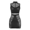 Casual Dresses Zabrina Fashion Spicy Girl Black See Through Dress Sexig Mesh Hollow Out Slim Fit Skinny Mini Female Club Evening Party
