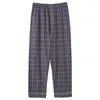 Men's Sleepwear Spring And Autumn Plaid Home Pants Men Pure Cotton Long Trousers Sleep Bottoms Casual Printing Pyjamas Male Big Yards L-4XL