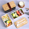 Servis sätter japanska bentoboxar Mikrovågs-Safe Box Set läcksäker lunch för arbete/skolbehållare med bestickpåse