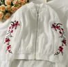 Women's Jackets Retro Embroidered Thin Section Micro-transparent Long-sleeved Sun Protection Women's Loose Zipper Cardigan Jacket