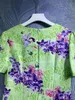 Robe de créateur printemps/été à manches courtes perlée robe à col rond ample robe à fleurs à la mode Monochrome S-XL