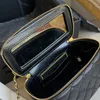 22k mulheres tecido superior metal alça tote caixa de vaidade sacos com espelho ouro ferragem matelassé corrente crossbody ombro caso cosmético c247u