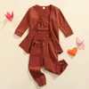 Наборы одежды Focusnorm 3pcs Детская девочка модная одежда 2-6y Сплошные отключенные рукавочные трубки топы кардиган