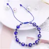 Charm Bracelets Turkish Evil Blue Eye Beads Bracelet Braided Rope Chain Colorf Crystal For Women Handmade Jewelry Gifts Drop Delivery Dhxj3