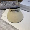 Big Eave Hollow Top Hat Female Miu Letter Designer Beanie Cap mångsidig Sunshade Hat Cycling Sunscreen Hat Summer