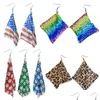 Charm New Rainbow Zebra Leopard Print Aluminium Mesh Boucles d'oreilles pour les femmes Bijoux de mode Cadeaux de fête de Noël Drop Delivery Dhpcp