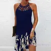 Retail 2023 Plus Size 3xl 4xl 5xl Summer Designer Dress Women New National Style Print Sleeveless Halter Elegant Sexy Prom Club Casual Dresses For Woman