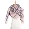 Scarves European And American Autumn Winter Circle Yarn Embroidered Color Check Square Scarf Jh49