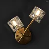 Wall Lamp American Retro All Copper Luxury Crystal Decorative Glossy Living Room Background Bedroom Aisle Stairs Art Lights