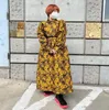 Casual jurken retro autunm bladeren afdrukken Jacquard Shift Long Midi Dress Puffy Claw Sleeve Jewel Button Brocade Fit-Flare Vacay Event Datum