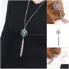 Pendant Necklaces Fashion Boho Dream Catcher Hollow Net Tassel Long Dangle Sweater Turquoise Bead Necklace For Women Jewelry Drop De Dhxv5