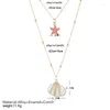 Pendentif Colliers Boho D'été Style Étoile De Mer Coquillage Collier Plage Bijoux Pour Femmes Ras Du Cou Minimaliste Multi Couches Perle